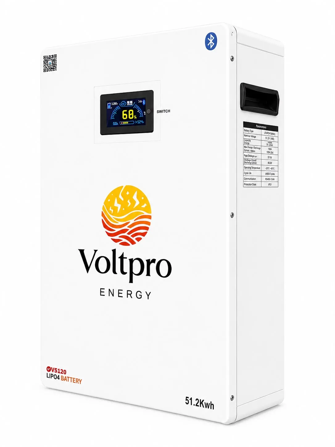 Voltpro Energy 51.2V 100Ah LiFePO4 Battery | JK Inverter BMS | 1A Active Balancing | CAN/RS485 | LED SOC - View 7