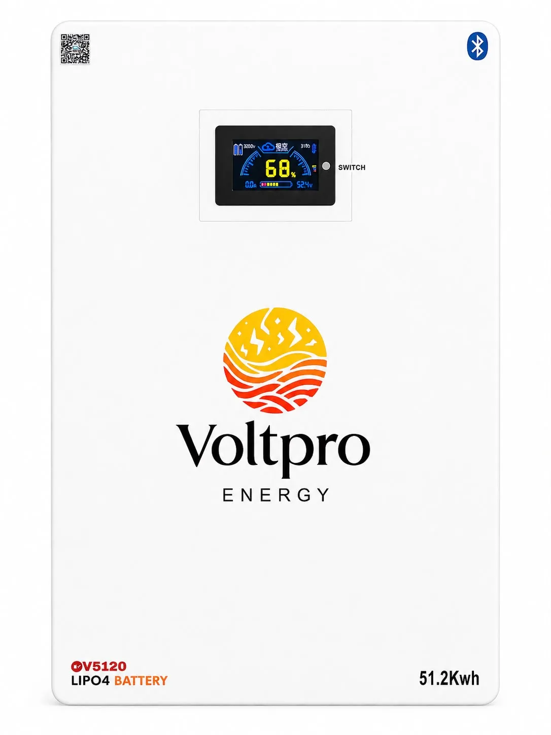 Voltpro Energy 51.2V 100Ah LiFePO4 Lithium Battery with JK Smart BMS, Active Balancing & LCD Display
